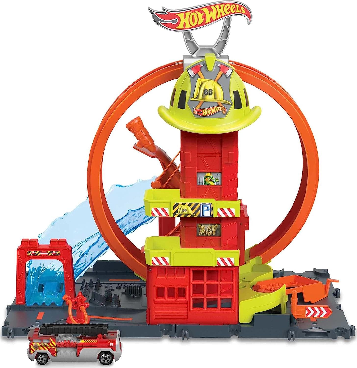 Набор игровой Hot Wheels Суперпетля с пожарной станцией HKX41 Набор игровой Hot Wheels Суперпетля с пожарной станцией HKX41