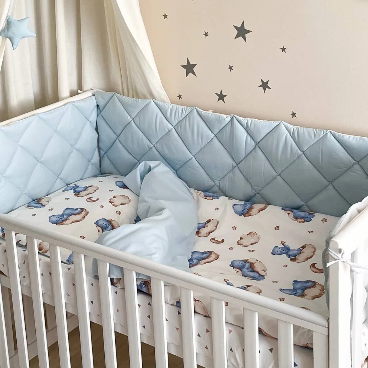 Постельный комплект Маленькая Соня Baby Mix Тедди 6ед 0291211 Голубой фото 4 Постельный комплект Маленькая Соня Baby Mix Тедди 6ед 0291211 Голубой фото 4