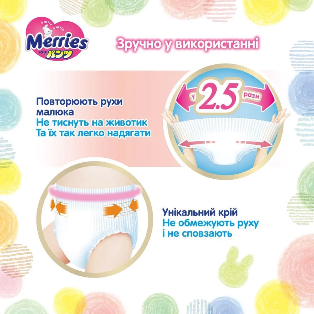 Подгузники-трусики Merries M 66шт 141901 фото 7