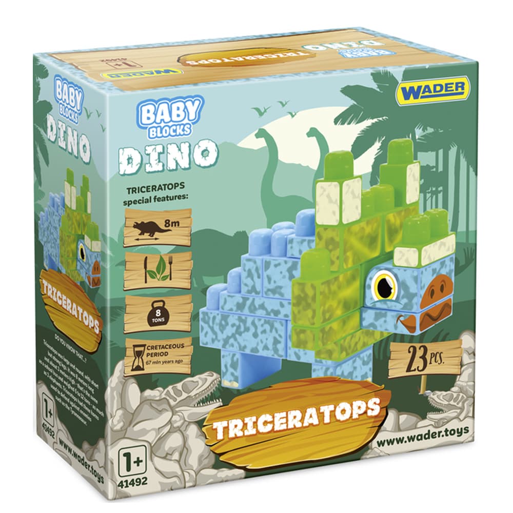 Конструктор Wader Baby Blocks Діно Трицератопс 23дет 41494