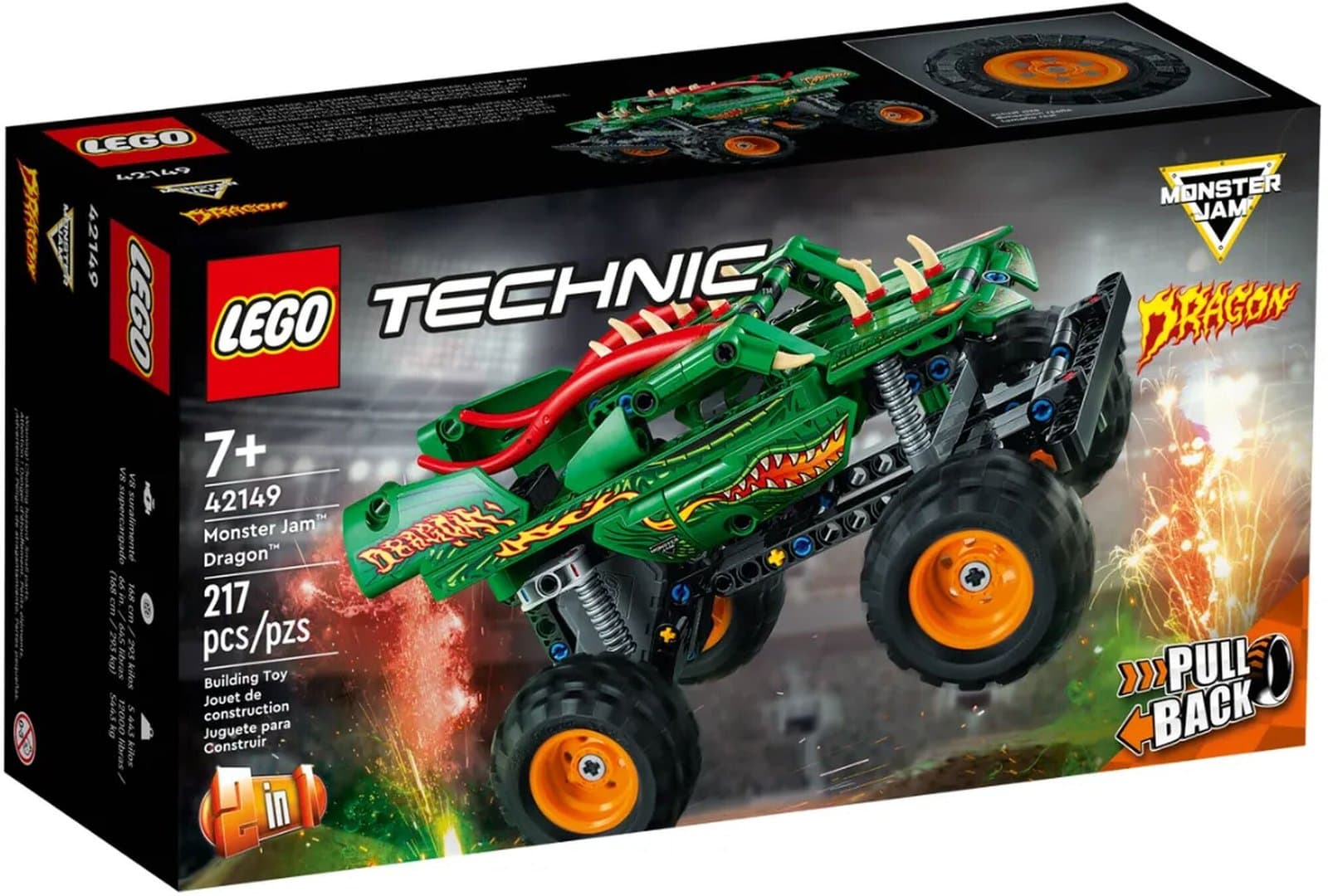 Конструктор Lego Technic Monster Jam Dragon 217дет 42149