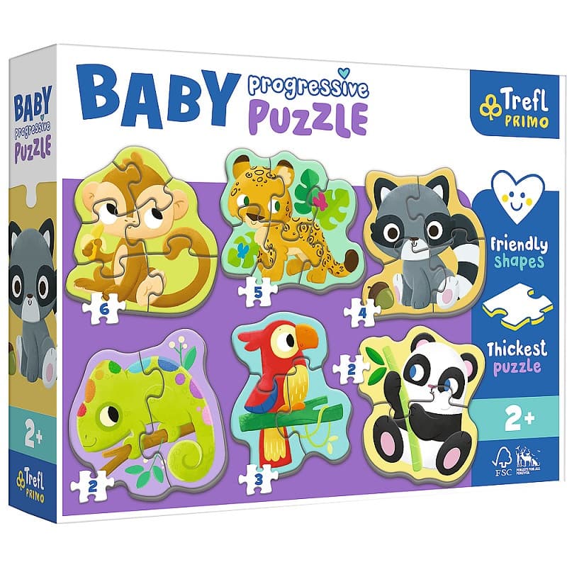 Пазл Trefl Baby Progressive 6в1 Экзотические животные 44005 Пазл Trefl Baby Progressive 6в1 Экзотические животные 44005