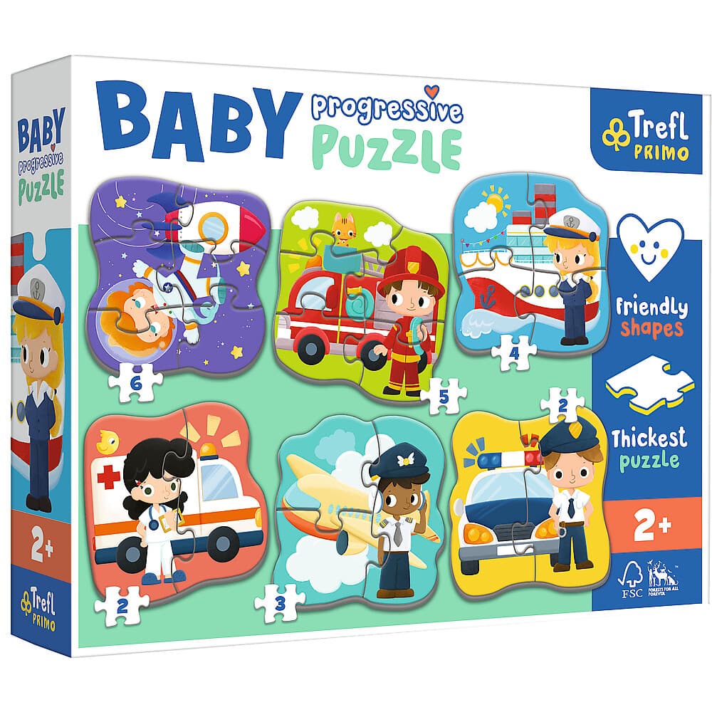 Пазл Trefl Baby Progressive 6в1 Профессии и транспорт 44001 Пазл Trefl Baby Progressive 6в1 Профессии и транспорт 44001