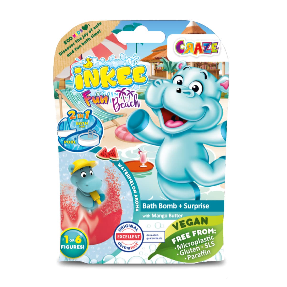 Бомбочка для ванны с игрушкой Inkee Бегемотики ароматная 43417 Бомбочка для ванны с игрушкой Inkee Бегемотики ароматная 43417