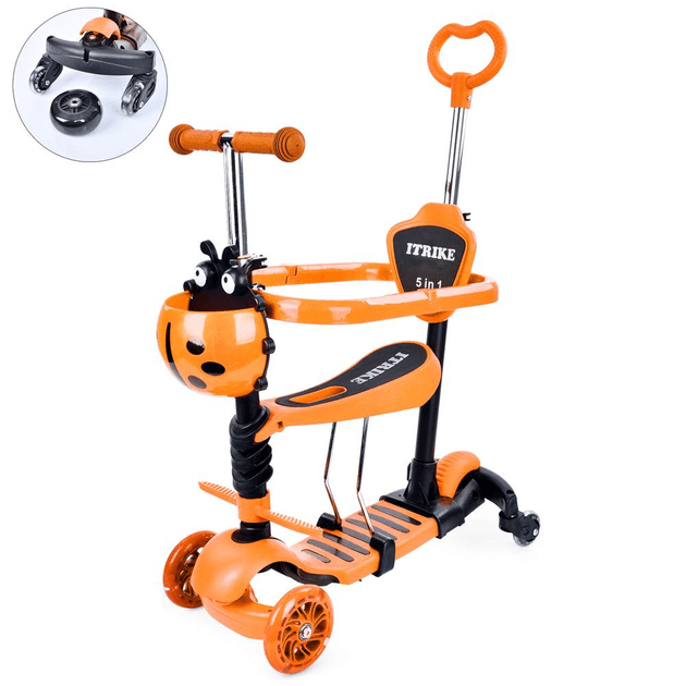 Самокат 3-х колісний з ручкою 5в1 iTrike JR 3-101-OR