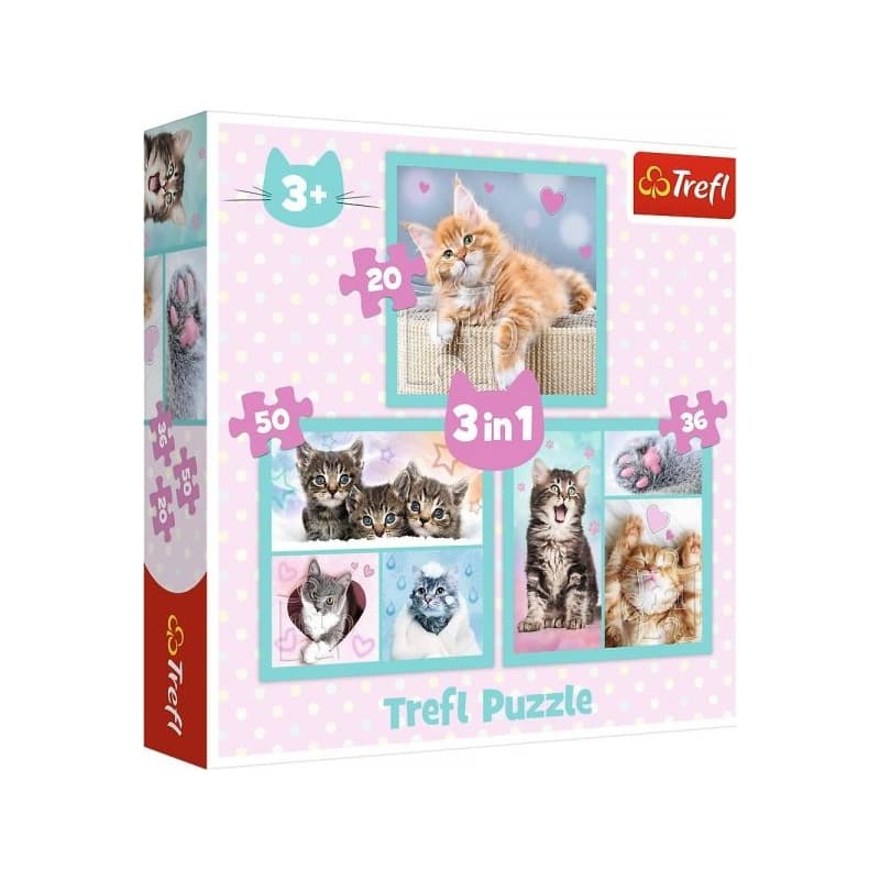 Пазл Trefl 3в1 Милі кошенята 34862