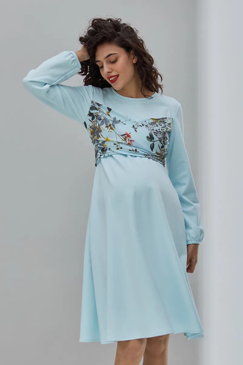 Сукня для вагітних та годування S-XL Юла мама MAGNOLIA DR-30.092 -блакитний фото 5 Сукня для вагітних та годування S-XL Юла мама MAGNOLIA DR-30.092 -блакитний фото 5