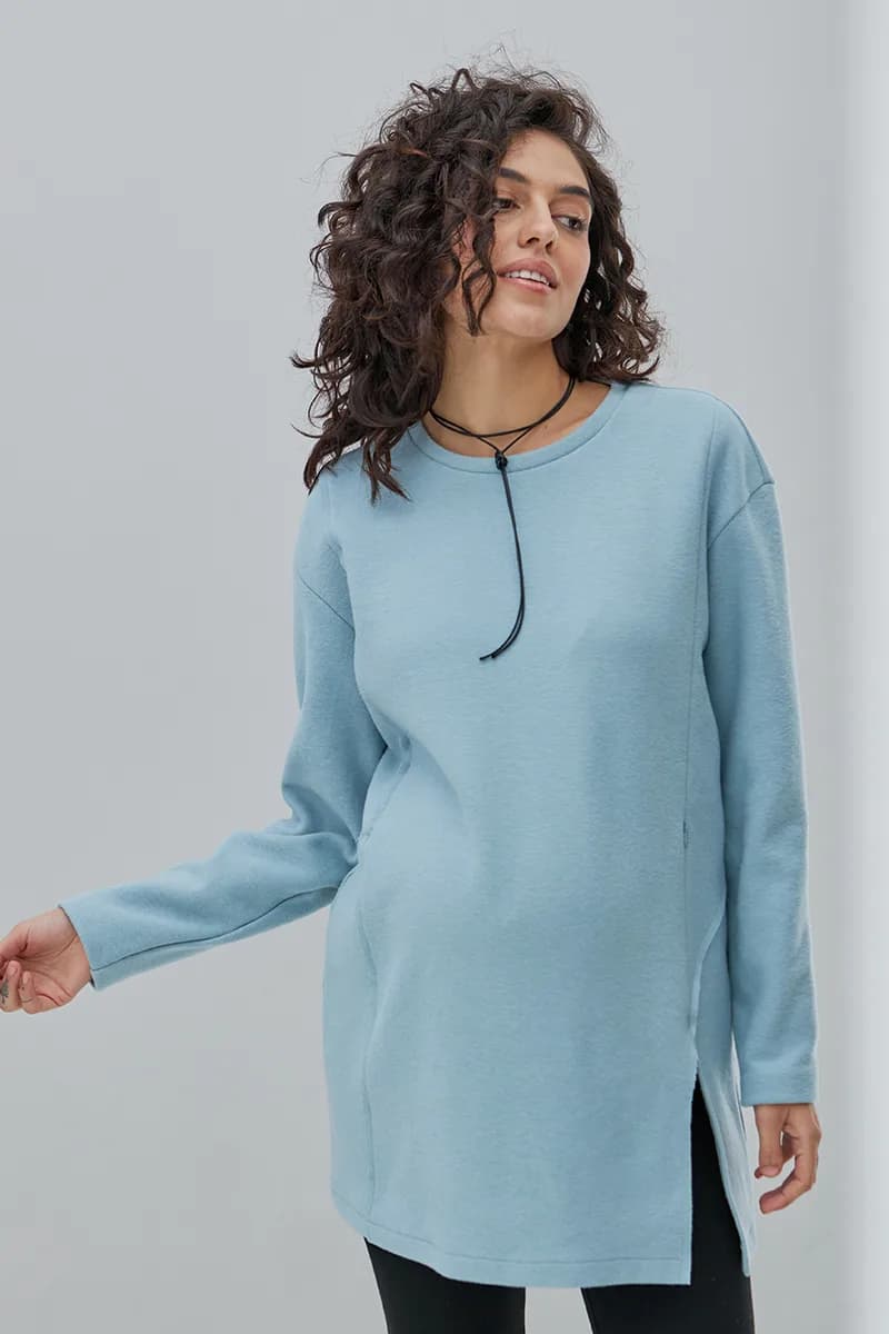 Туніка для вагітних і годування S-XL Юла мама OLIVE TN-43.012 -блакитний фото 2 Туніка для вагітних і годування S-XL Юла мама OLIVE TN-43.012 -блакитний фото 2