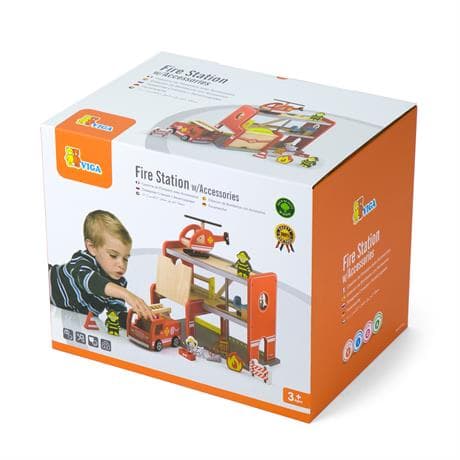 Набор деревянный Viga Toys Пожарная станция 50828-3 года Набор деревянный Viga Toys Пожарная станция 50828-3 года