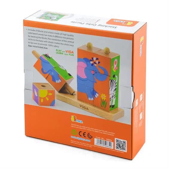 Кубики-пазл дерев'яні Viga Toys Сафарі 50834 фото 4