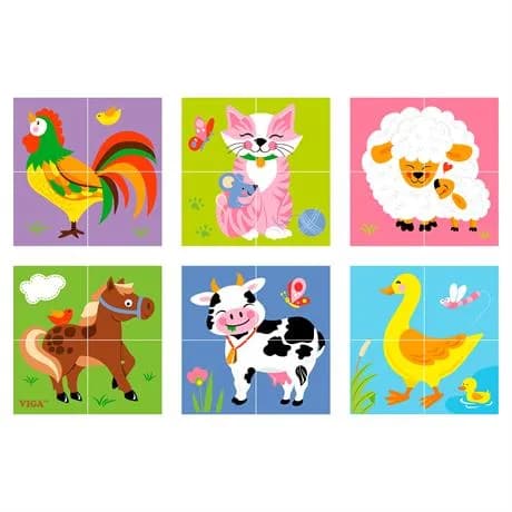 Кубики деревянные Viga Toys Фермерские зверята 4шт 50835 фото 2