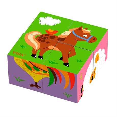 Кубики деревянные Viga Toys Фермерские зверята 4шт 50835