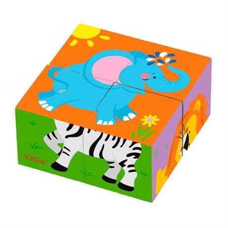 Кубики дерев'яні Viga Toys Звірята 4шт 50836 Кубики дерев'яні Viga Toys Звірята 4шт 50836
