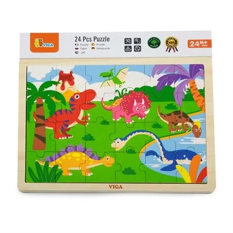 Пазл дерев'яний Viga Toys Динозаври 51460 фото 2 Пазл дерев'яний Viga Toys Динозаври 51460 фото 2