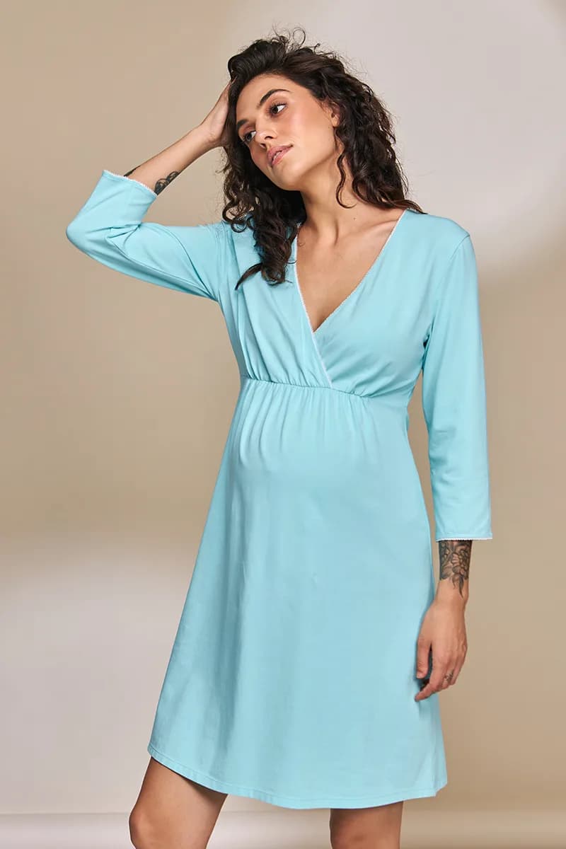 Нiчна сорочка для вагітних та годування S-XL Юла мама ALISA NW-1.5.6 -бірюзовий фото 4