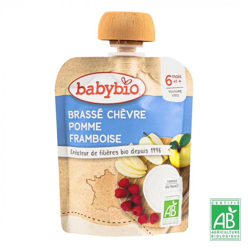Десерт из козьего молока с яблоком и малиной Babybio 85г 54083 Десерт из козьего молока с яблоком и малиной Babybio 85г 54083