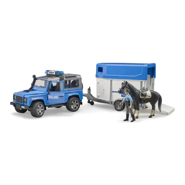 Полицейский Land Rover Defender с прицепом и фигурка конного полицейского Bruder 02588 фото 2 Полицейский Land Rover Defender с прицепом и фигурка конного полицейского Bruder 02588 фото 2