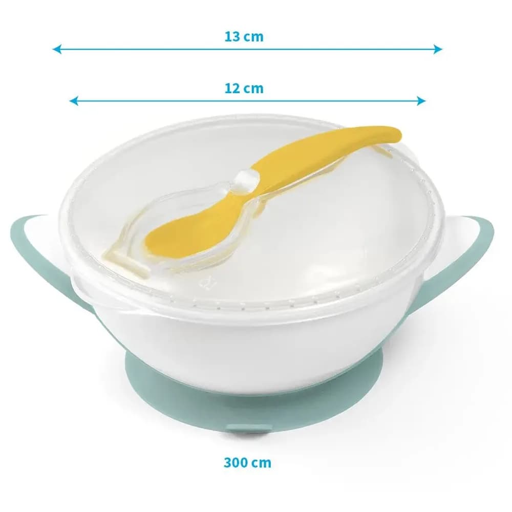 Тарелка с крышкой и ложкой на присоске BabyOno 1063/04 фото 2 Тарелка с крышкой и ложкой на присоске BabyOno 1063/04 фото 2