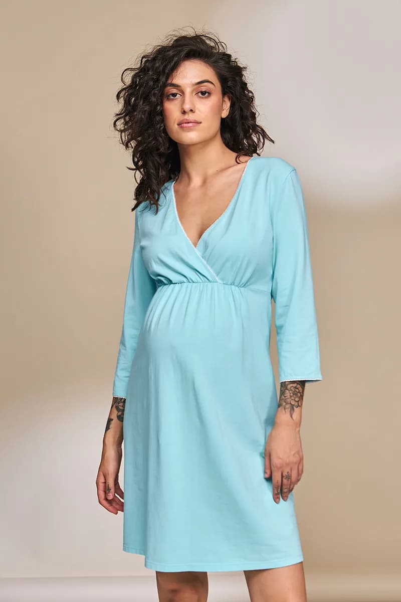 Нiчна сорочка для вагітних та годування S-XL Юла мама ALISA NW-1.5.6 -бірюзовий фото 5