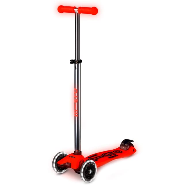 Самокат 3-х колісний Micro Maxi Deluxe Glow LED Red aura MMD368