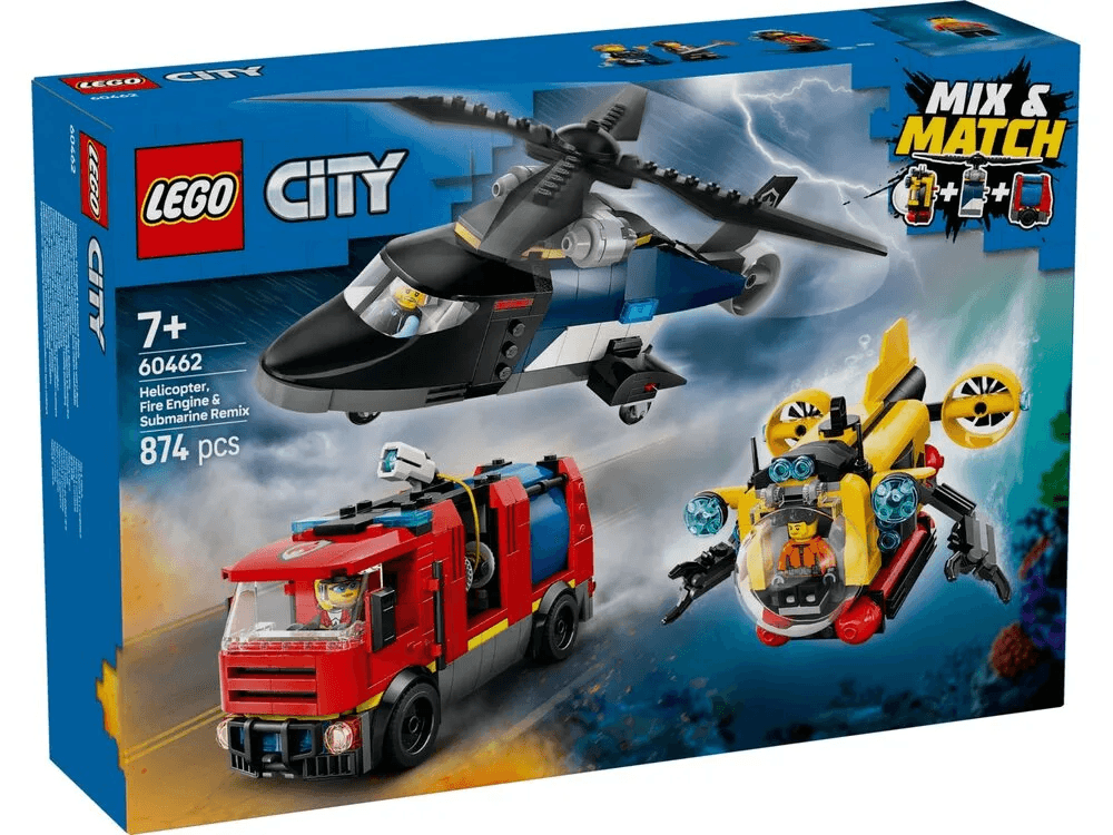 Конструктор Lego City Ремікс вертольотів, пожежних машин і підводних човнів 874дет 60462