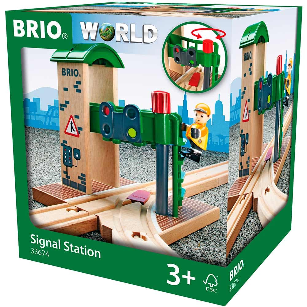 Сигнальная станция для железной дороги со стрелкой и светофором BRIO 33674 Сигнальная станция для железной дороги со стрелкой и светофором BRIO 33674