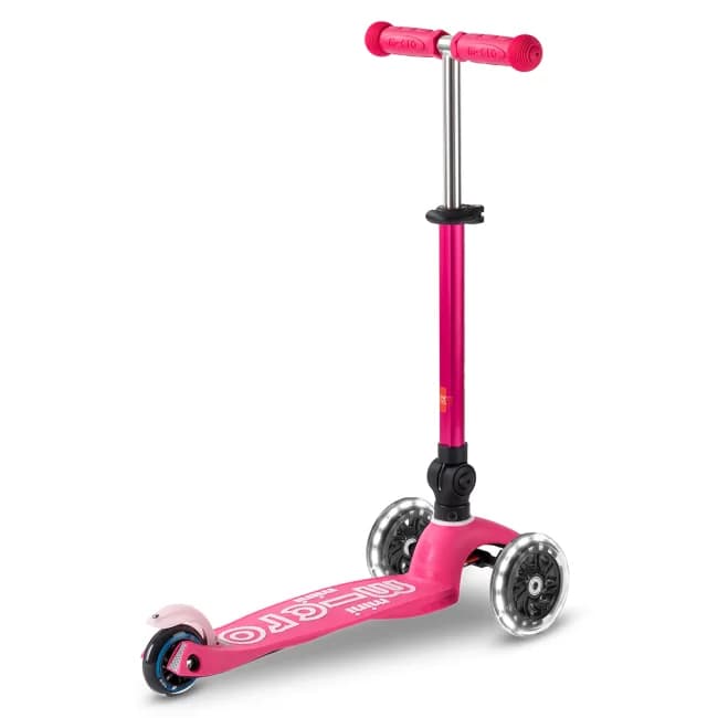 Самокат 3-х колісний Micro Mini Deluxe Foldable LED pink MMD197 фото 3