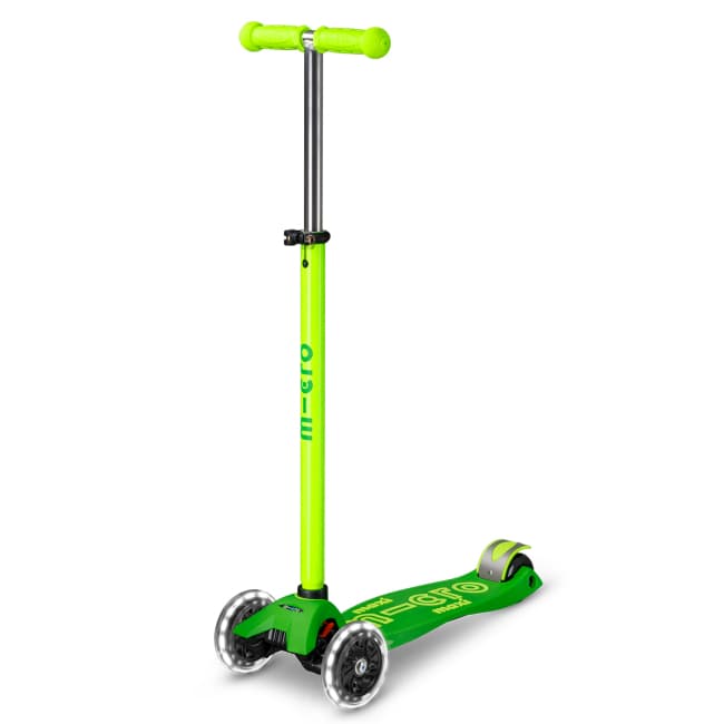 Самокат 3-х колісний MICRO Maxi Deluxe Glow LED Green parrot MMD232