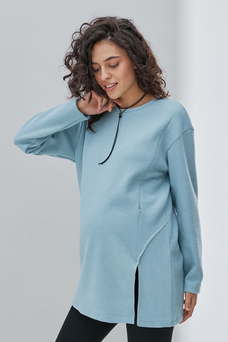 Туніка для вагітних і годування S-XL Юла мама OLIVE TN-43.012 -блакитний Туніка для вагітних і годування S-XL Юла мама OLIVE TN-43.012 -блакитний