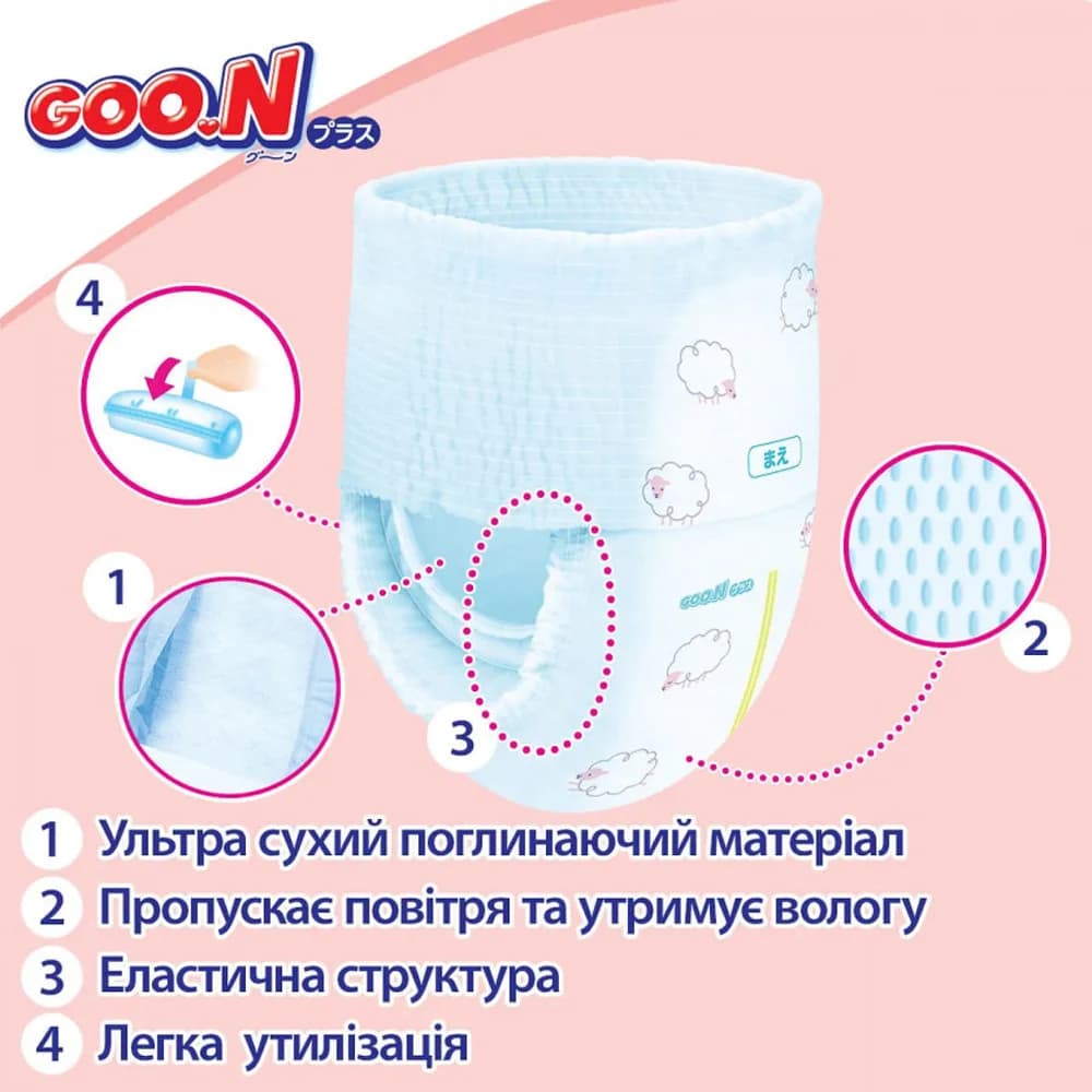 Підгузники-трусики Goo.N Plus XL 38шт 21000633 фото 3 Підгузники-трусики Goo.N Plus XL 38шт 21000633 фото 3