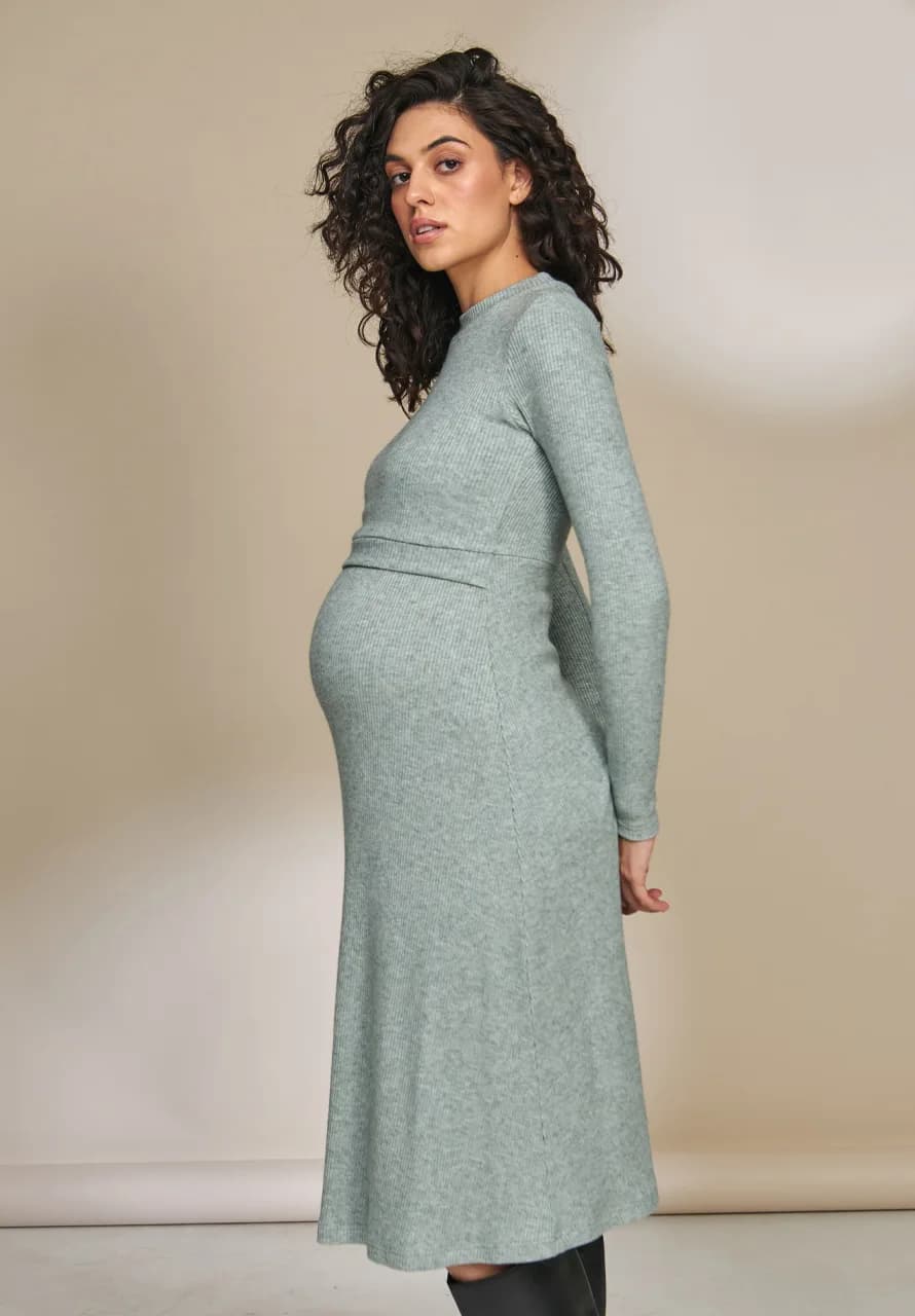 Платье для беременных и кормления S-XL Юла мама Annie DR-34.022 -зеленый фото 5