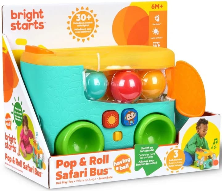 Іграшка музична Bright Starts Pop & Roll Safari Bus 16827 фото 2 Іграшка музична Bright Starts Pop & Roll Safari Bus 16827 фото 2