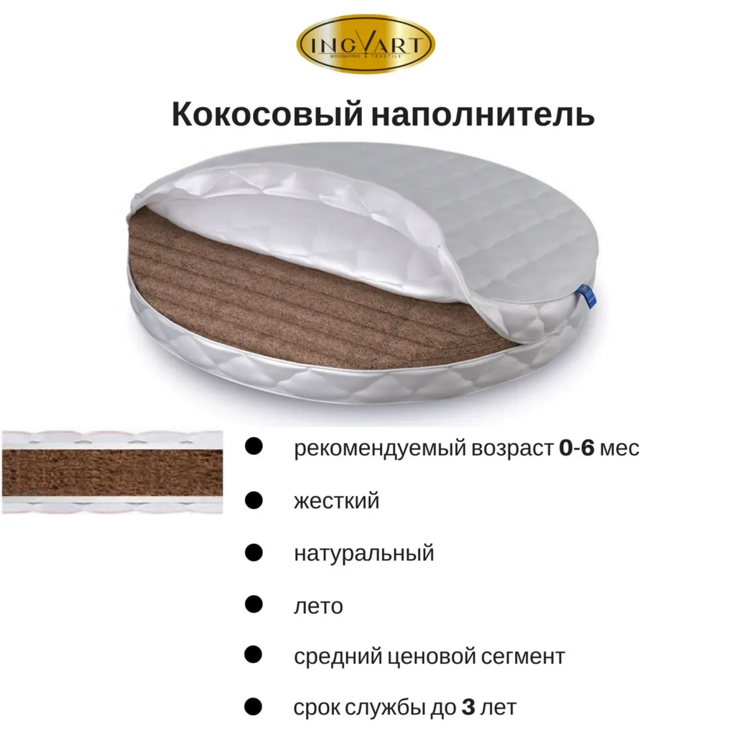 Матрац IngVart Smart bed Oval 60х71 см 2100082000009 фото 2 Матрац IngVart Smart bed Oval 60х71 см 2100082000009 фото 2