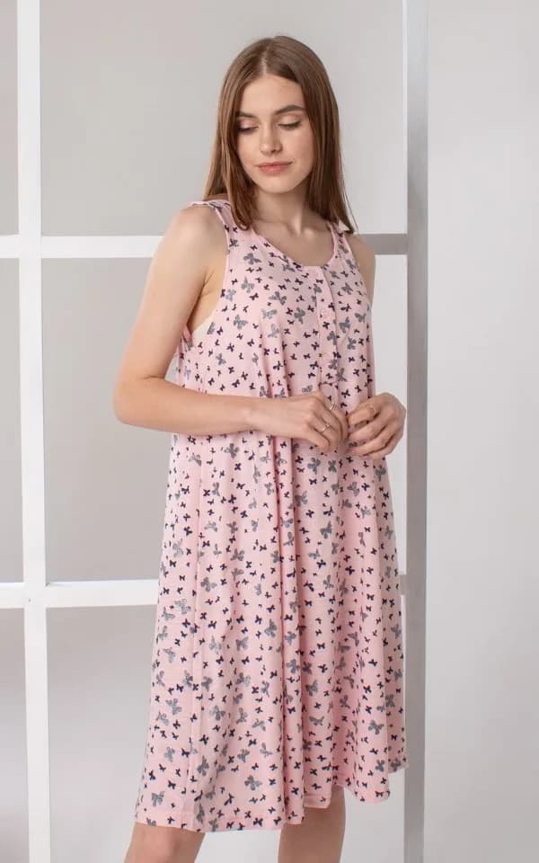 Ночная рубашка для беременных и кормления S-XL Nicoletta 7321 - розовый фото 2