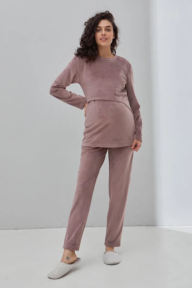 Пижама для беременных и кормления (свитшот дл.рук+штаны) S-XL Юла мама HYGGE NW-5.13.1 -сиреневый фото 3 Пижама для беременных и кормления (свитшот дл.рук+штаны) S-XL Юла мама HYGGE NW-5.13.1 -сиреневый фото 3