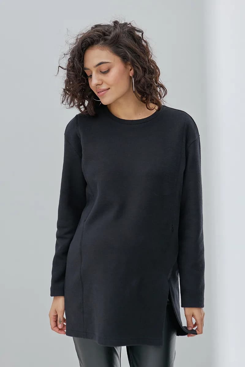 Туніка для вагітних і годування S-XL Юла мама OLIVE TN-43.011 -чорний фото 2 Туніка для вагітних і годування S-XL Юла мама OLIVE TN-43.011 -чорний фото 2