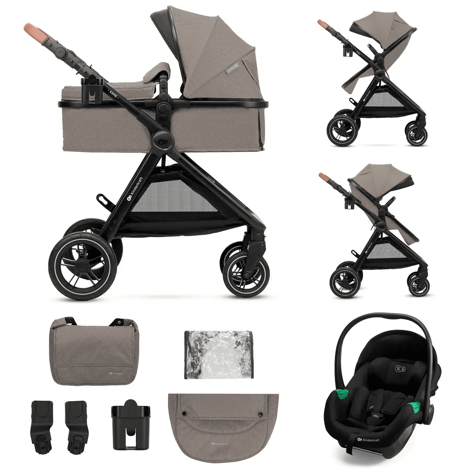 Коляска универсальная 3в1 Kinderkraft Esme Pro Pure KSESME00BEG300N Sand Beige