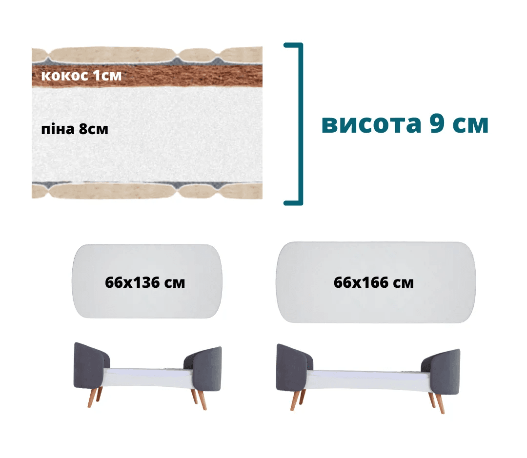 Матрас кокос-пена IngVart Fly 136х66х9 см 98615424