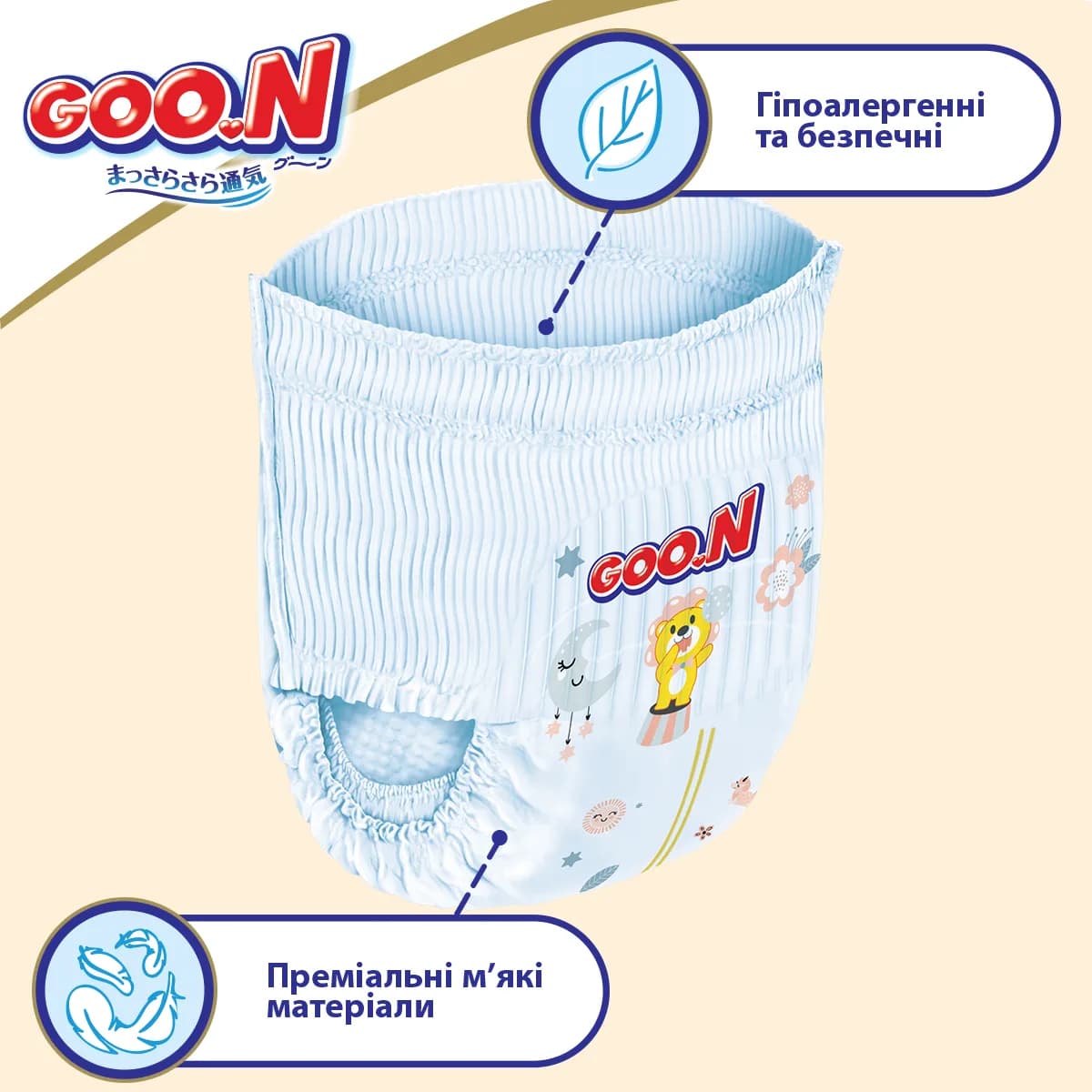 Подгузники-трусики Goo.N Premium Soft L 44шт F1010101-157 фото 3 Подгузники-трусики Goo.N Premium Soft L 44шт F1010101-157 фото 3