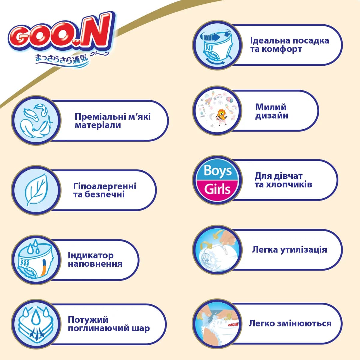 Підгузники-трусики Goo.N Premium Soft XXL 30шт 863230 фото 6 Підгузники-трусики Goo.N Premium Soft XXL 30шт 863230 фото 6