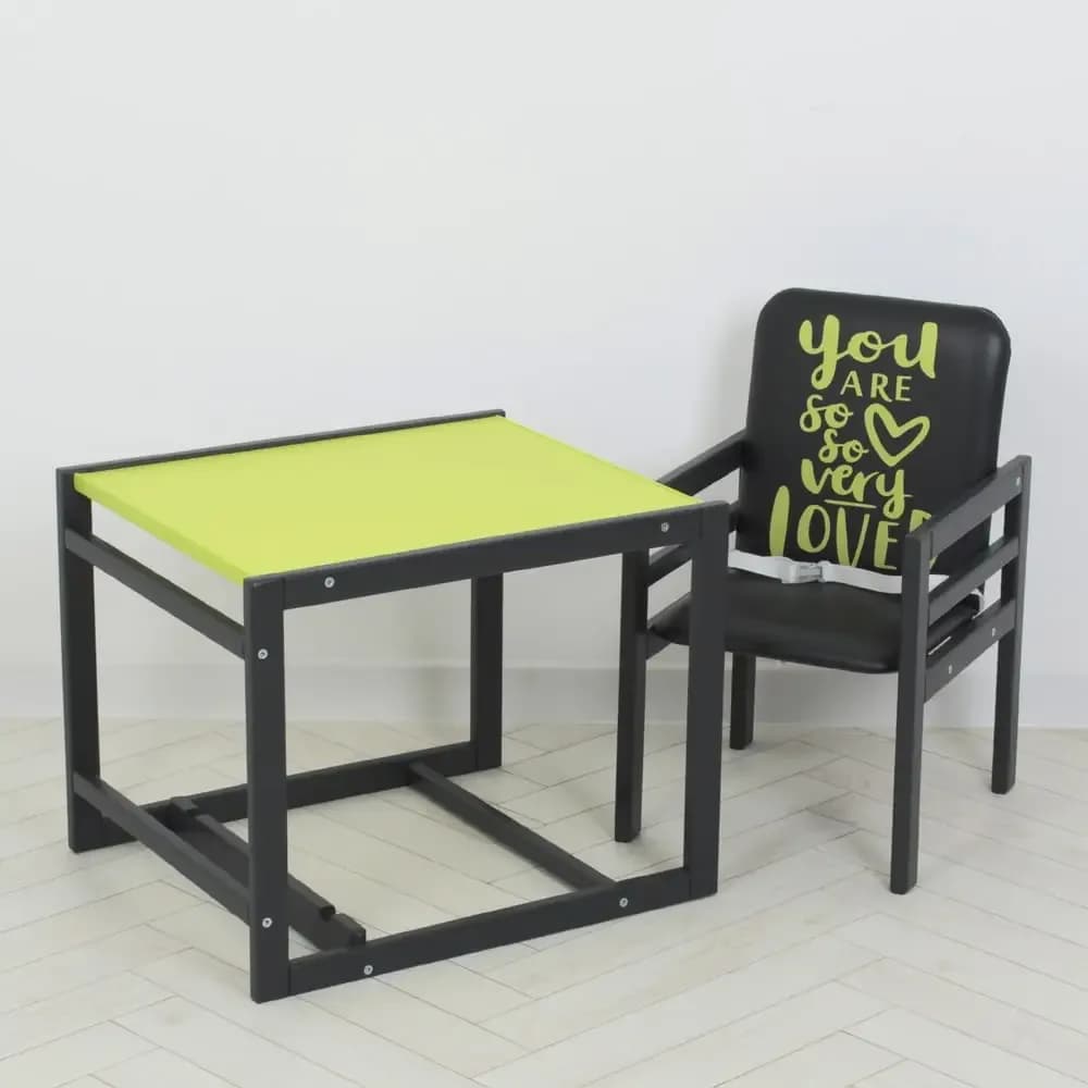 Стульчик для кормления Ommi Graphite-lime фото 2 Стульчик для кормления Ommi Graphite-lime фото 2