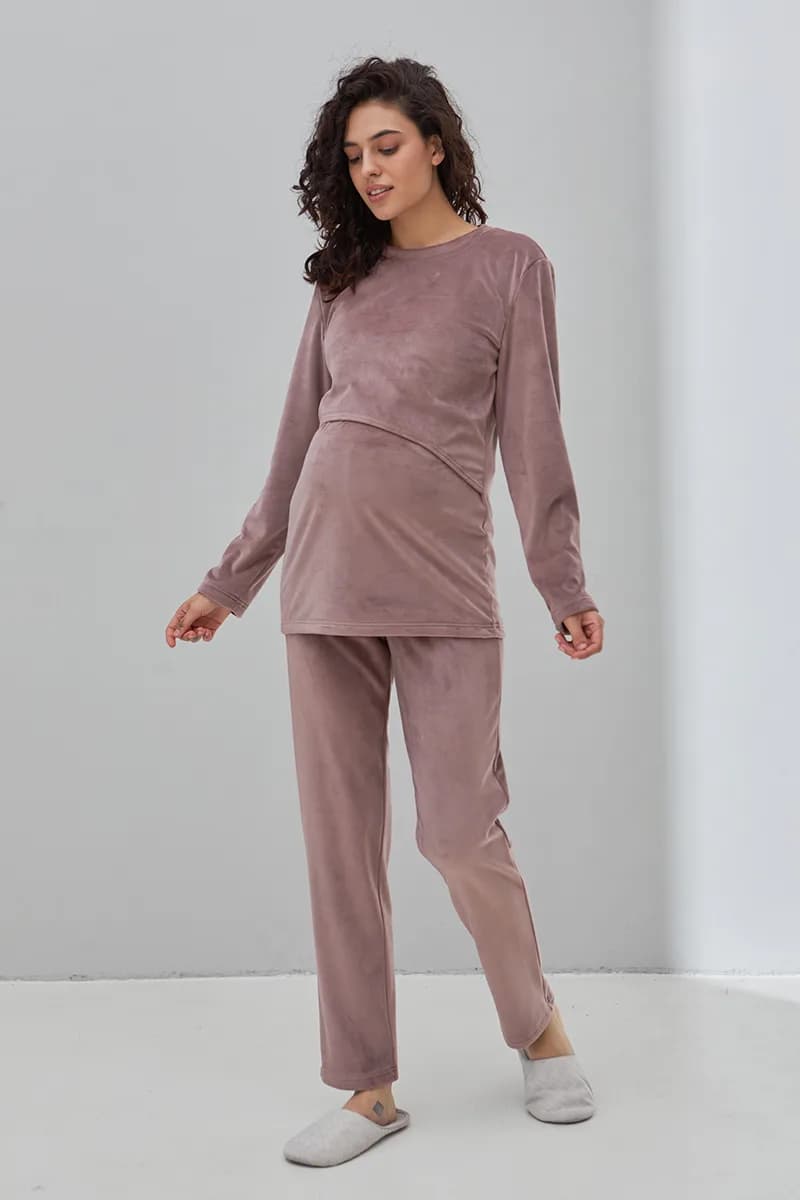 Пижама для беременных и кормления (свитшот дл.рук+штаны) S-XL Юла мама HYGGE NW-5.13.1 -сиреневый фото 4 Пижама для беременных и кормления (свитшот дл.рук+штаны) S-XL Юла мама HYGGE NW-5.13.1 -сиреневый фото 4