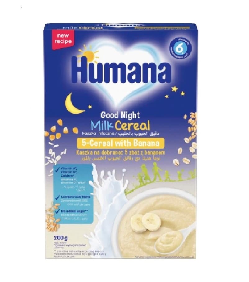 Каша молочная 5 злаков с бананом Humana Good Night 200г 960299