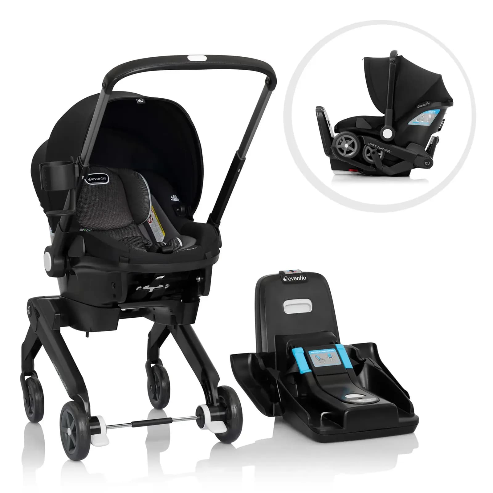 Автокресло-коляска Evenflo Shyft DualRide 0553 Beaufort Black фото 2 Автокресло-коляска Evenflo Shyft DualRide 0553 Beaufort Black фото 2