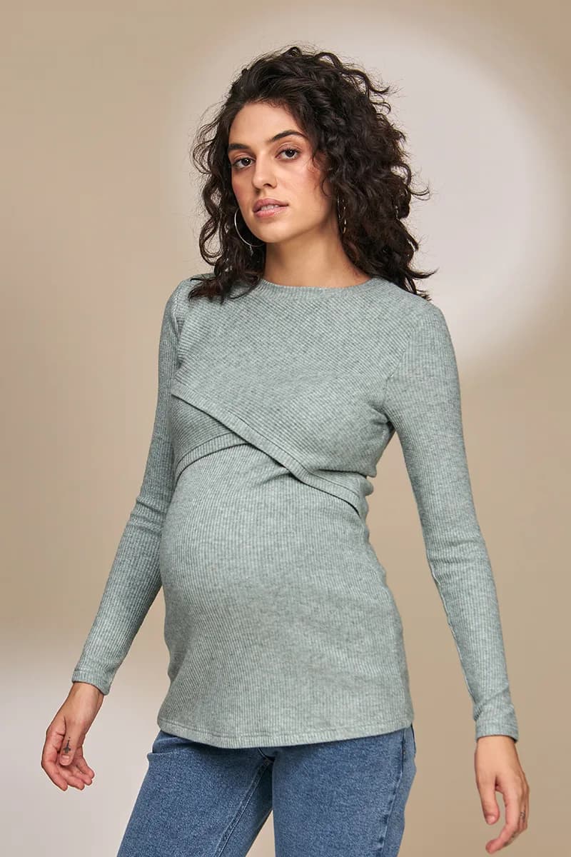 Джемпер для беременных и кормления S-XL Юла мама MELANIA BL-33.021 -зеленый фото 2 Джемпер для беременных и кормления S-XL Юла мама MELANIA BL-33.021 -зеленый фото 2