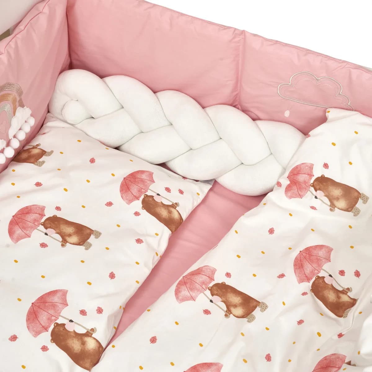 Постельный комплект Twins Fluffy Puffy 7ед 4076-TFP-24U Umbrella pink фото 2 Постельный комплект Twins Fluffy Puffy 7ед 4076-TFP-24U Umbrella pink фото 2