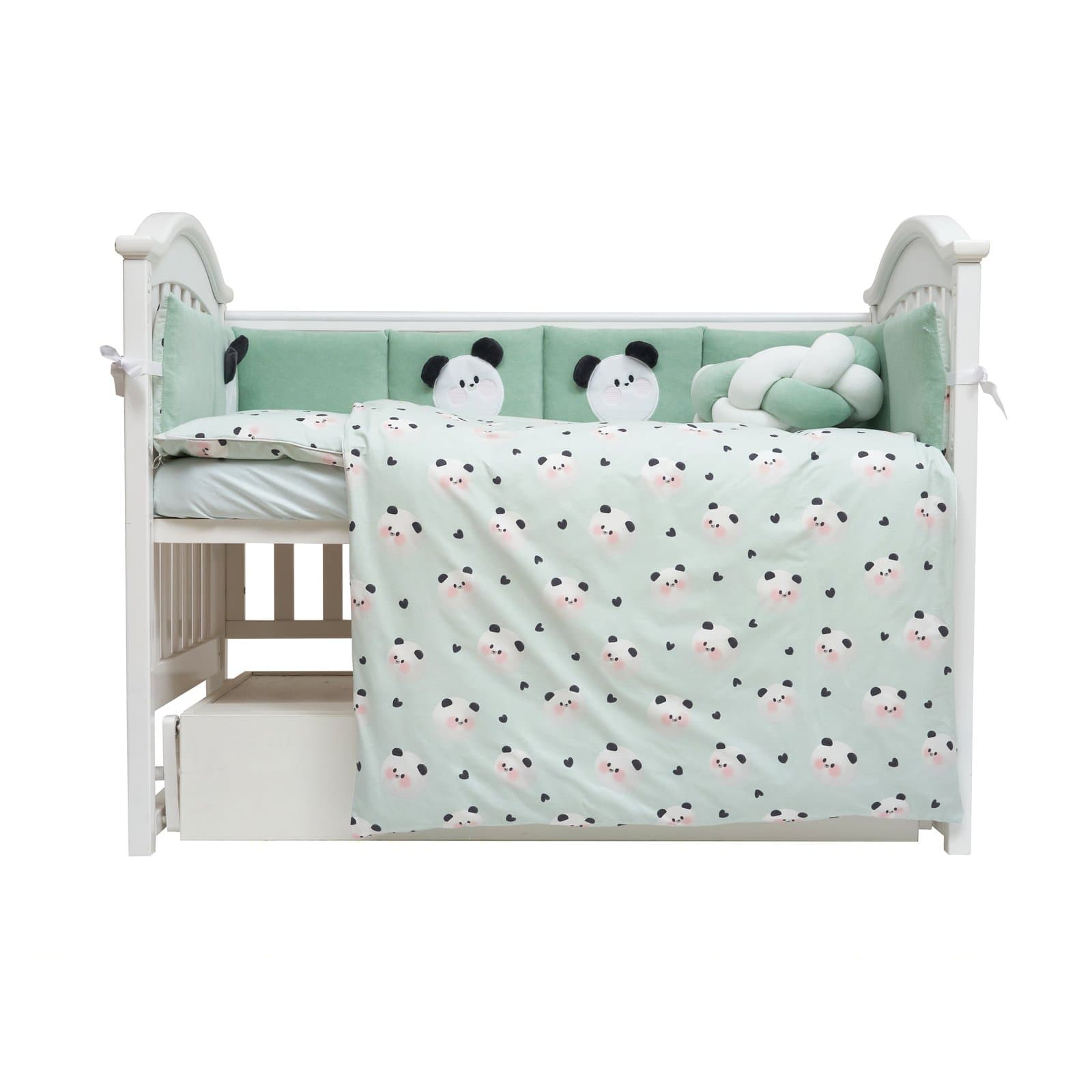 Постельный комплект Twins Panda mint 7ед 4075-TP-14