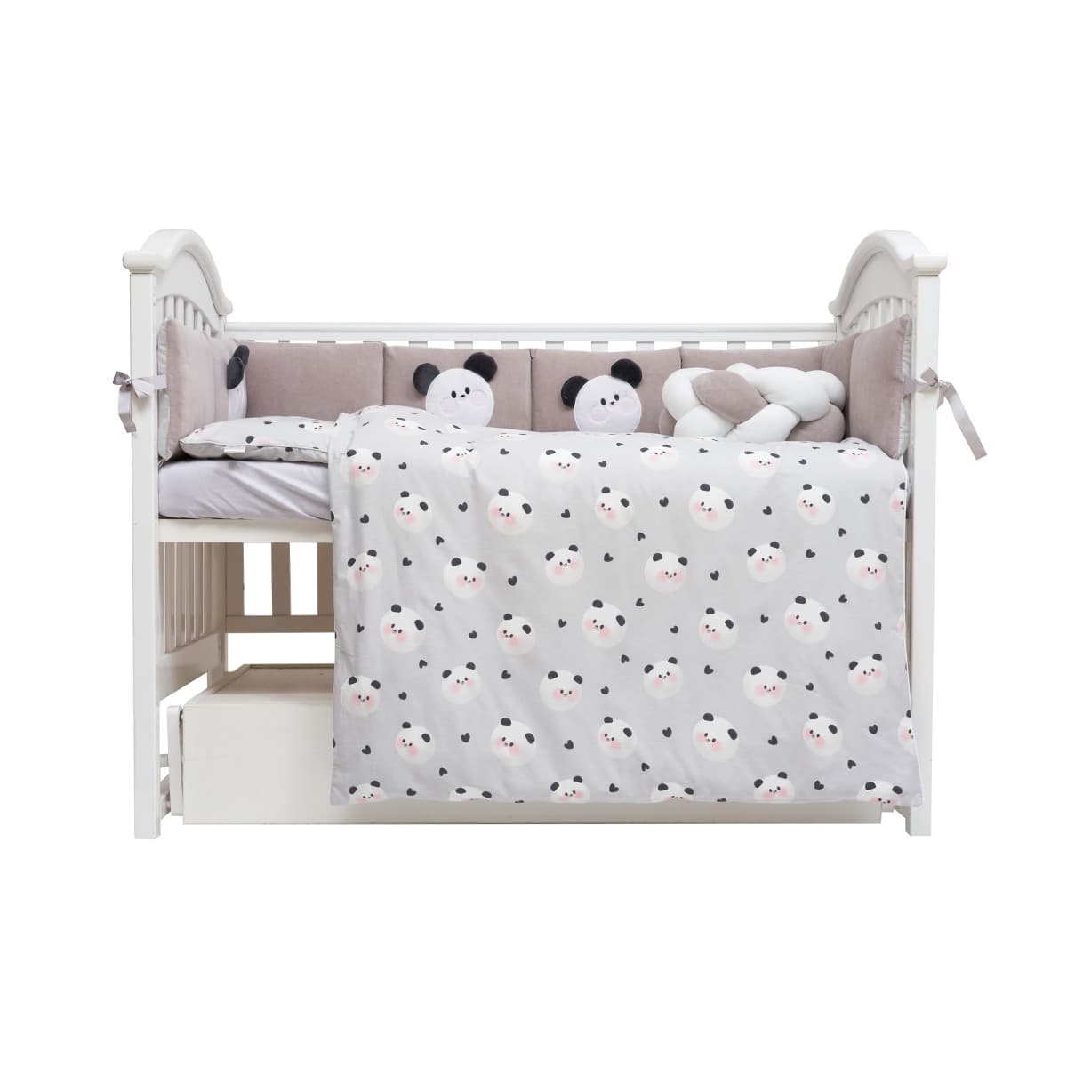 Постельный комплект Twins Panda grey new 7ед 4075-TP-10N