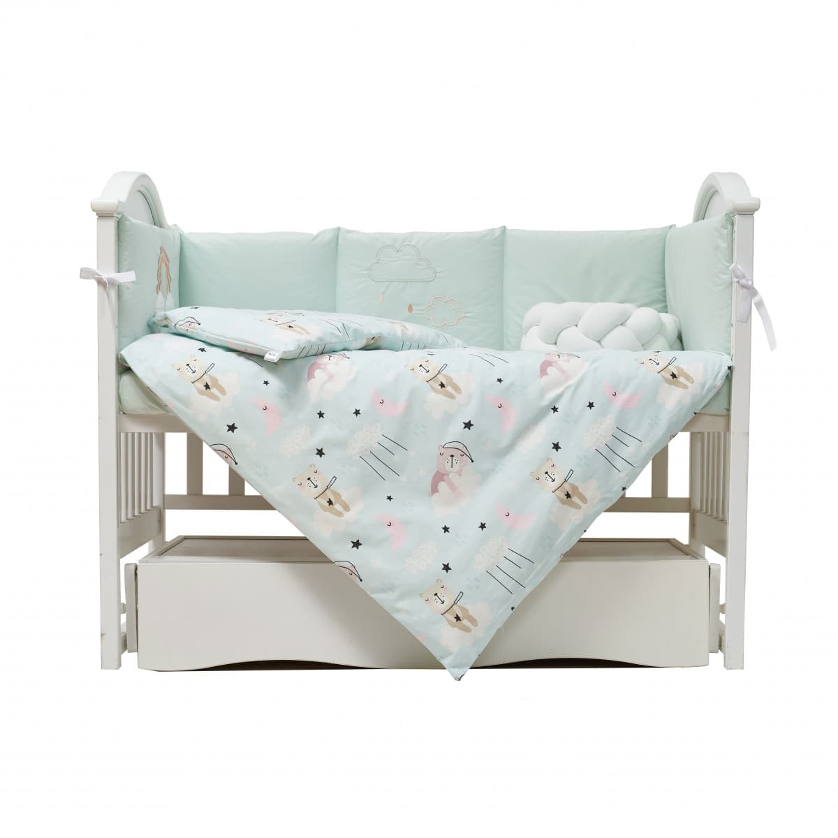Постельный комплект Twins Fluffy Puffy mint 7ед 4076-TFP-14