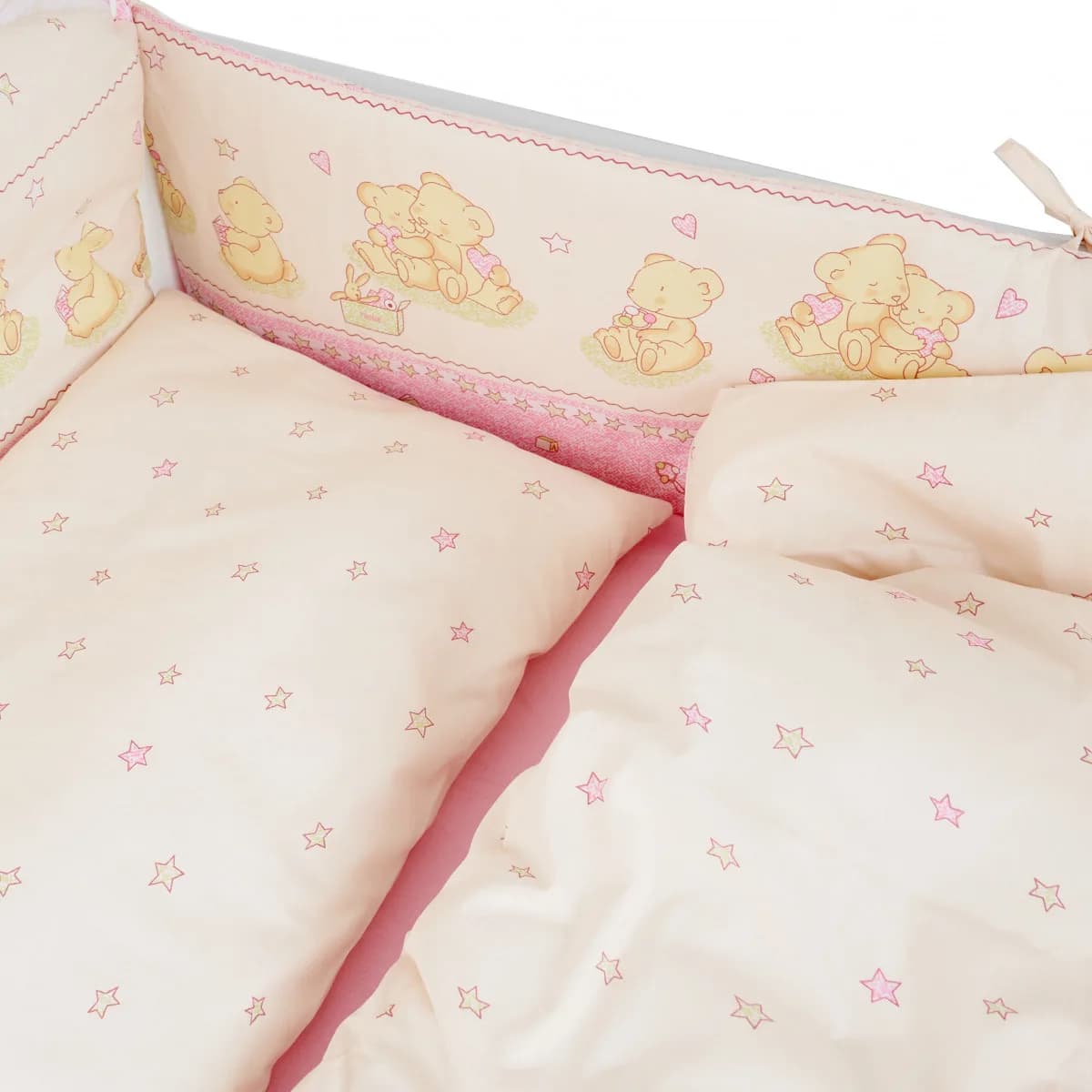 Бампер Twins Comfort 2051-С-016 Мишки со звездой розовые фото 2